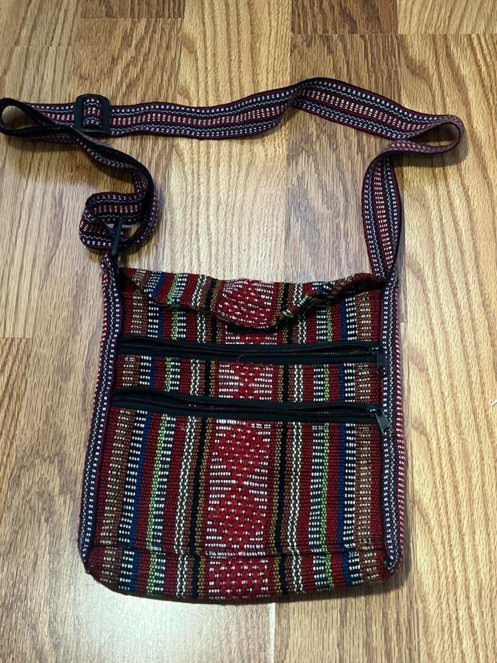 Boho Woven Crossbody Bag in Red Multi
